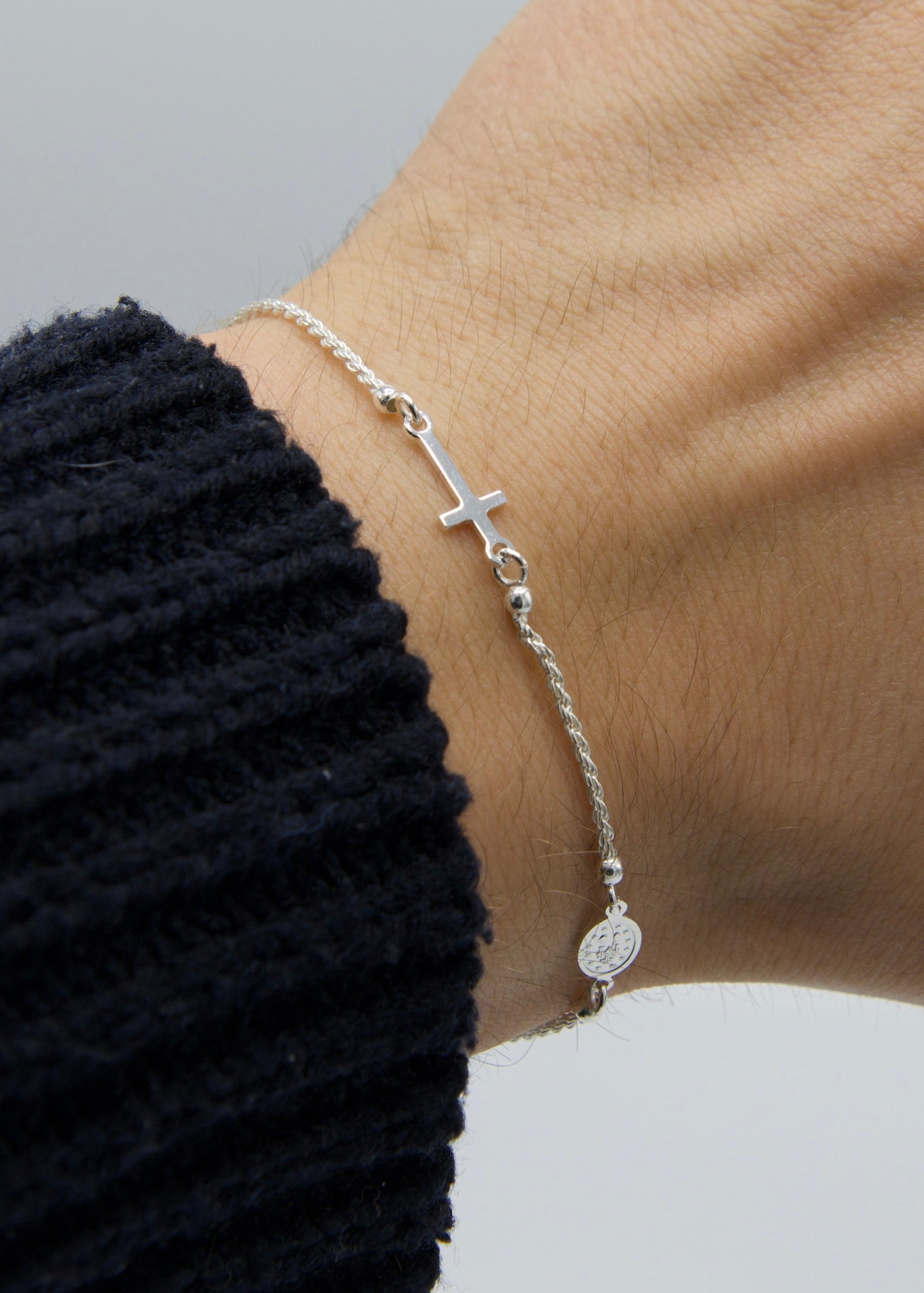 Bracelet croix chapelet 925