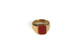 red gemstone ring close-up