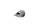 oval black gemstone ring silver