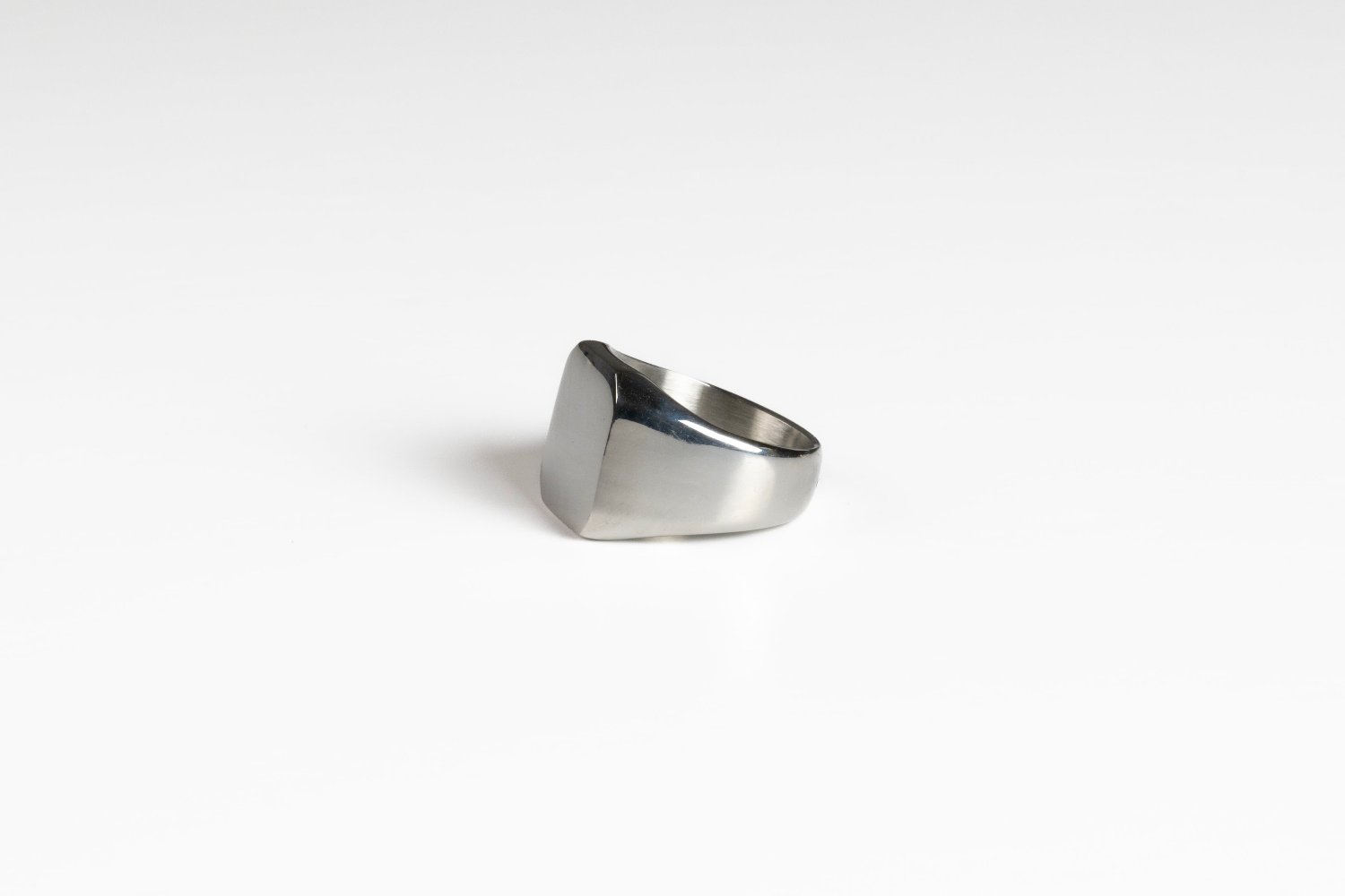 silver square stainless steel ring side angle