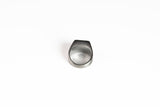silver ring black square gemstone back angle