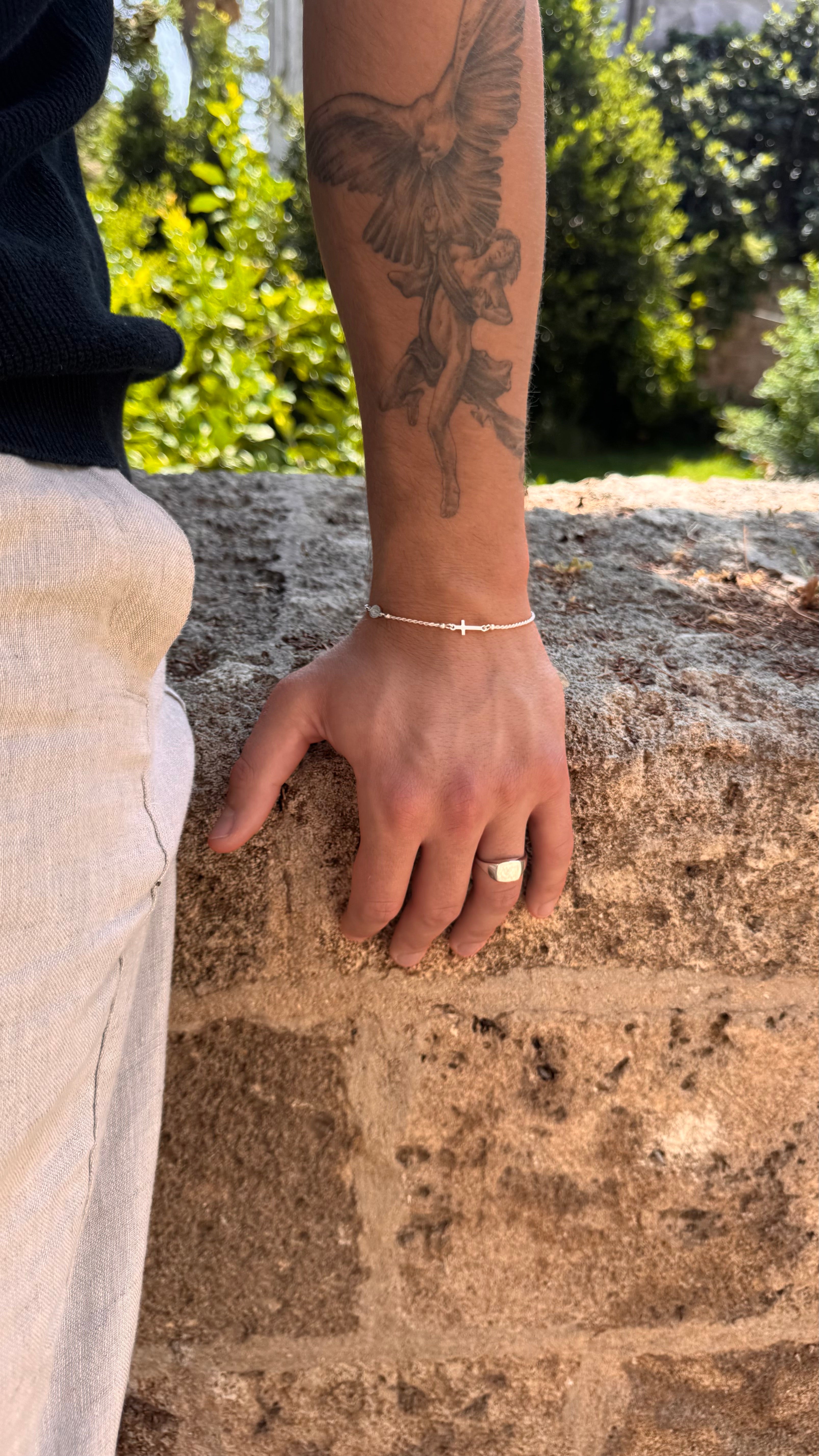 925 Rosary Cross Bracelet