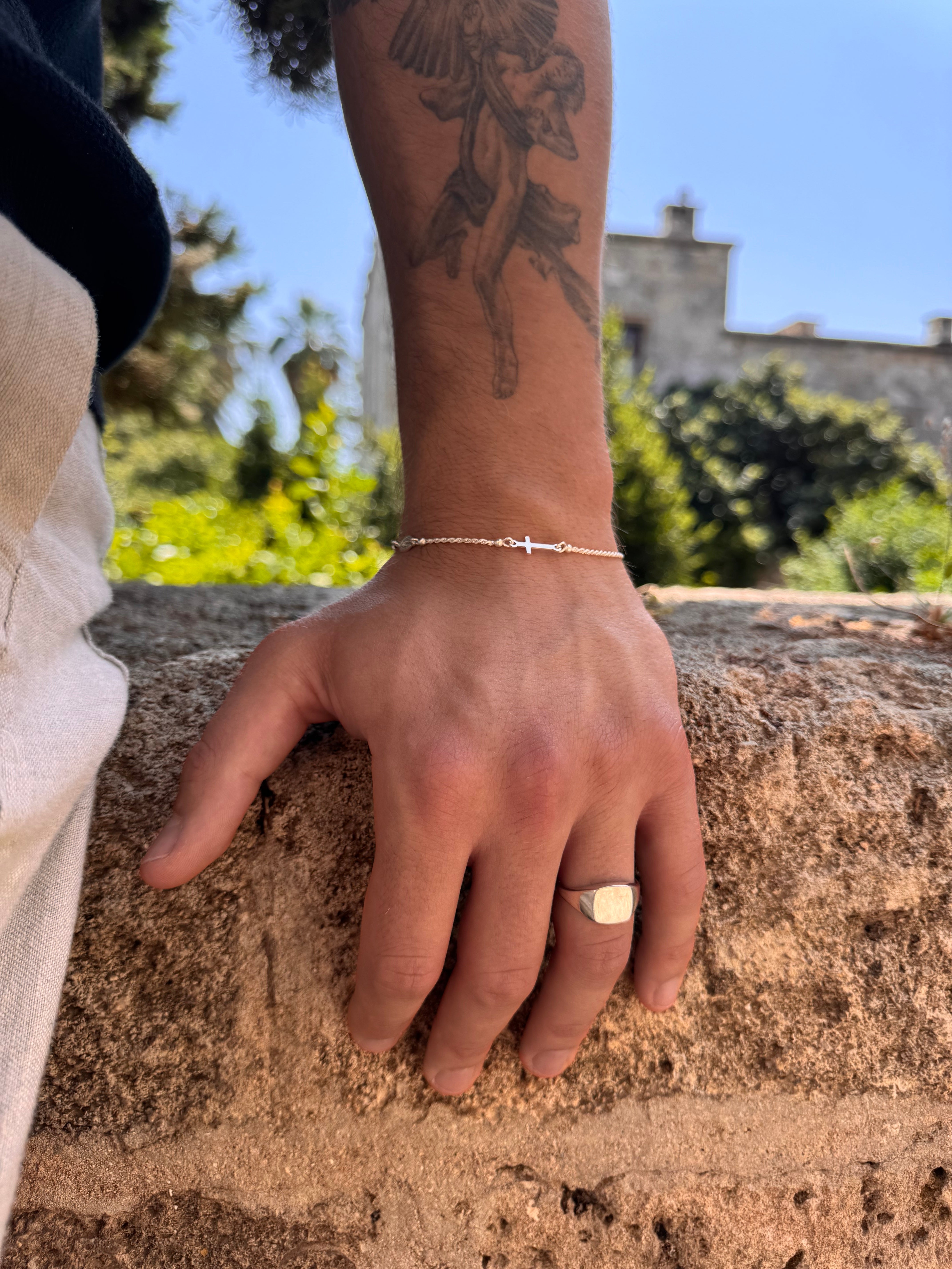 925 Rosary Cross Bracelet